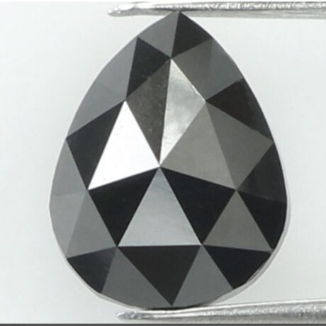 0.87 CT Pear Shape Loose Diamond, 7 MM Natural Treated Black Diamond For Bridal Ring