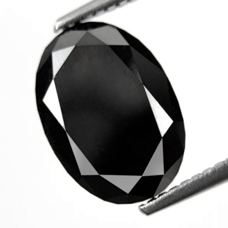 4.35 Carat Treated Black Loose Diamond, 10 MM Oval Shape Diamond For Anniversary Ring